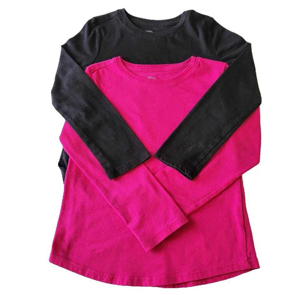 wonder nation PullOver T Shirt Crew Neck Long Sleve 1 Pink 1Black S 6-6X